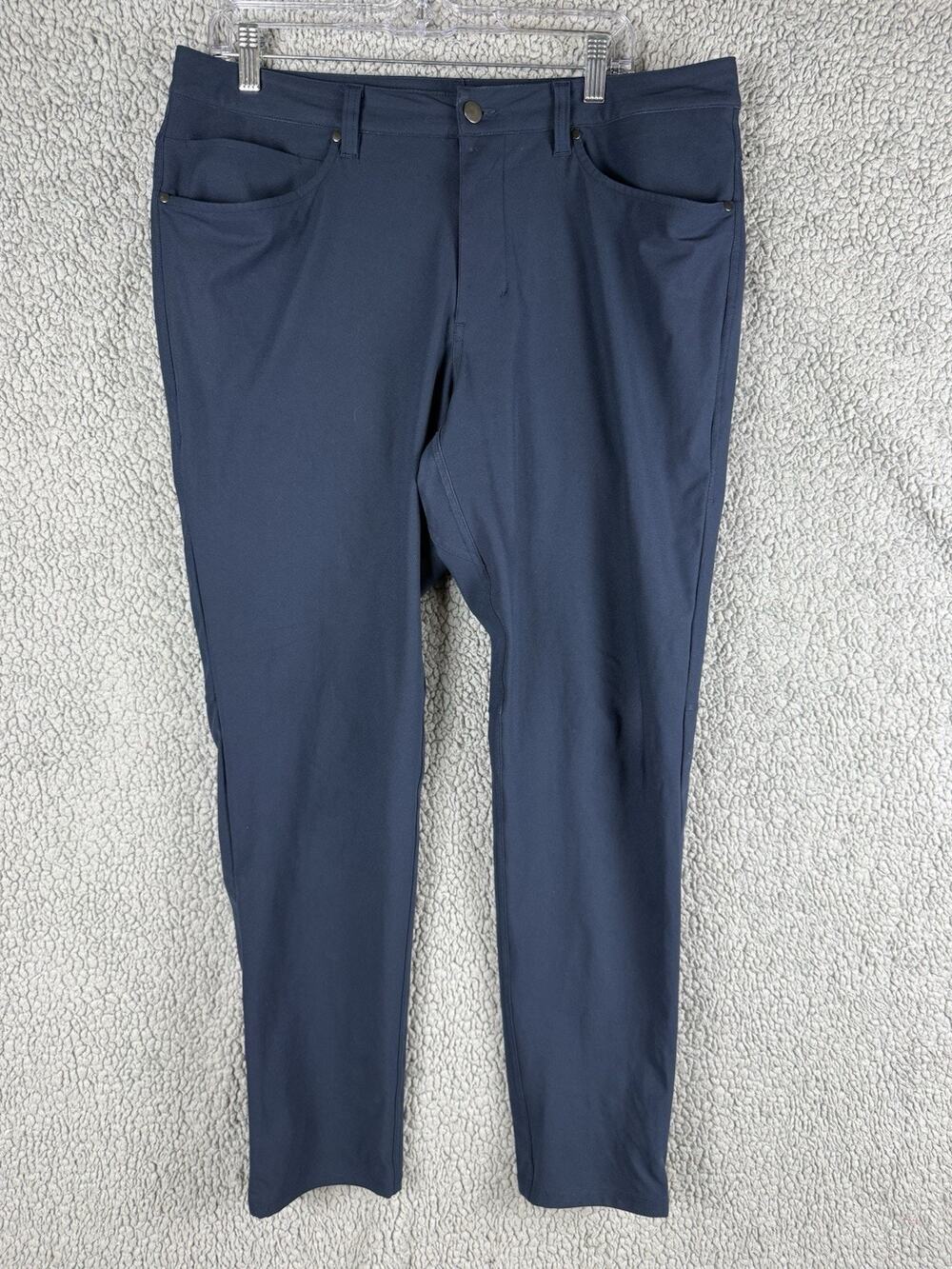 Lululemon Commission Pants Mens 34x31 Navy Blue Slim Fit ABC Performance Stretch